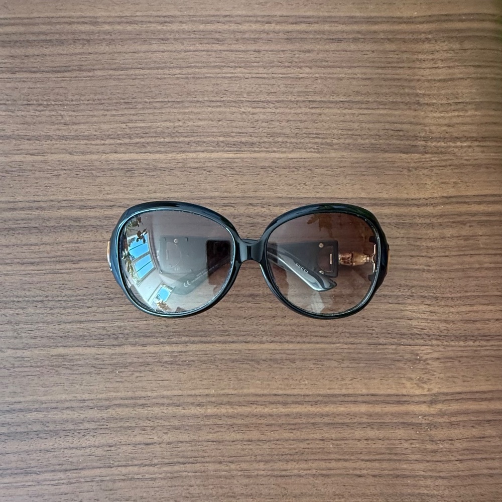 GUCCI BLACK BAMBOO HORSEBIT SUNGLASSES - Picture 3 of 8